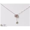 Image 1 : 14K WHITE GOLD PINK & WHITE DIAMOND NECKLACE