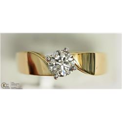 18K YELLOW GOLD DIAMOND SOLITAIRE HEAVY RING