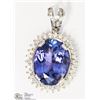 Image 1 : 14K WHITE GOLD TANZANITE & DIAMOND PENDANT