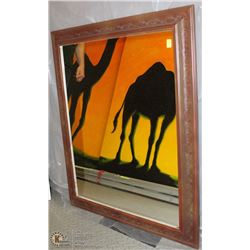 WOOD TONE FRAMED MIRROR