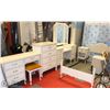 Image 1 : WHITE SINGLE SIZE 9 PC BEDROOM FURNITURE SET