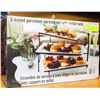 Image 1 : 3 TIERED PORCELAIN SERVING SET WITH METAL RACK