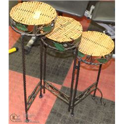 3 TIER WICKER AND WROUGHT IRON PLANT STAND