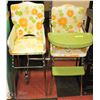 Image 1 : LOT OF 2 VINTAGE 1970S GREEN & ORANGE HIGH CHAIRS