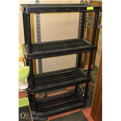 BLACK 4 TIER PLASTIC SHELVING UNIT