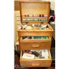 Image 1 : SOLID WOOD SEWING CABINET WITH CONTENTS