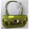 Image 1 : GREEN SNAKESKIN STYLE HANDBAG WITH FRONT CLOSE  BU