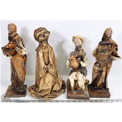 LOT OF 4 PAPER MACHE DOLLS