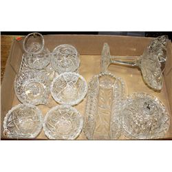 FLAT OF ASSORTED GLASSWARE & PINWHEEL CRYSTAL