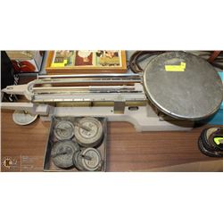 VINTAGE TRIPLE BEAM SCALE WITH WEIGHTS