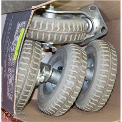 LOT OF 4 RUBBER 8" INFLATABLE CASTOR WHEELS