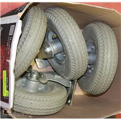 LOT OF 4 RUBBER 8" INFLATABLE CASTOR WHEELS