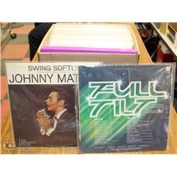 BOX OF 50+ LP RECORDS, ALL IN PROTECTIVE PLASTIC