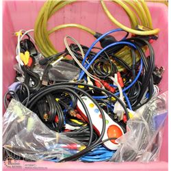 TOTE WITH ASSORTED VIDEO AND AUDIO CORDS AND