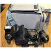 Image 1 : MINOLTA 35MM CAMERA IN CARRY BAG, WITH EXTRA LENSE