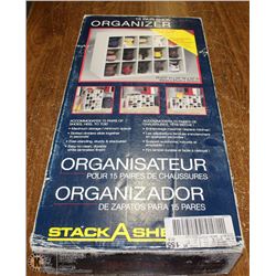 15 PAIR WOOD SHOE ORGANIZER