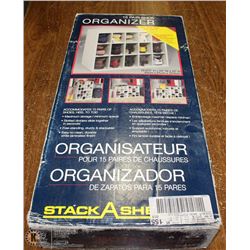 15 PAIR WOOD SHOE ORGANIZER