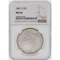 1881-S $1 Morgan Silver Dollar Coin NGC MS64