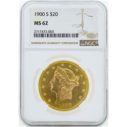 1900-S $20 Liberty Head Double Eagle Gold Coin NGC MS62
