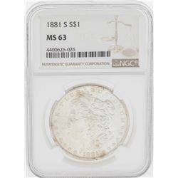 1881-S $1 Morgan Silver Dollar Coin NGC MS63