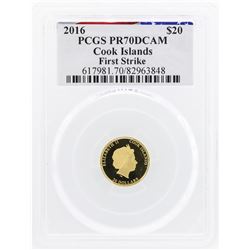 2016 $20 Cook Islands Gold Coin PCGS PR70DCAM First Strike Reagan Legacy