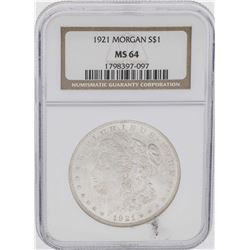 1921 $1 Morgan Silver Dollar Coin NGC MS64