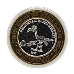 .999 Silver Flamingo Hilton Reno, Nevada $10 Casino Limited Edition Gaming Token