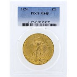 1924 $20 St. Gaudens Double Eagle Gold Coin PCGS MS65