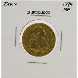 1794 MF Spanish 2 Escudos Gold Coin