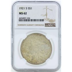 1921-S $1 Morgan Silver Dollar Coin NGC MS62