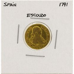 1791 Charles IV Spanish Escudo Gold Coin