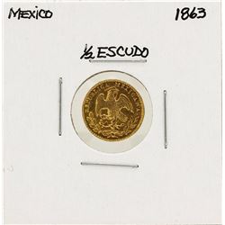 1863 Mexico 1/2 Escudo Gold Coin