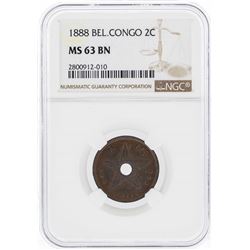 1888 Belgian Congo 2 Cents NGC MS63BN