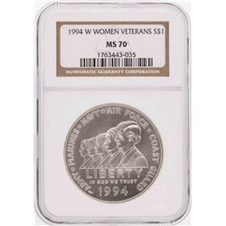 1994-W $1 Women Veterans Commemorative Silver Dollar Coin NGC MS70