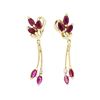 Image 1 : 14KT Yellow Gold 1.00ctw Ruby and Diamond Dangle Earrings