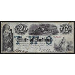 1857 $2 State of Indiana Obsolete Note