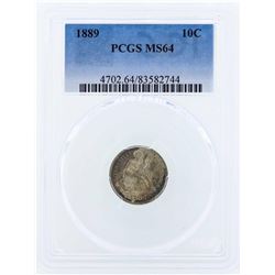 1889 Seated Liberty Dime Coin PCGS MS64