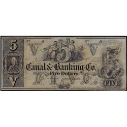 1800s $5 Canal Banking Co. New Orleans Obsolete Bank Note