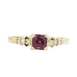 14KT Yellow Gold 0.70ct Pink Tourmaline and Diamond Ring