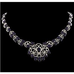 SILVER 56.49ctw Sapphire and Diamond Necklace