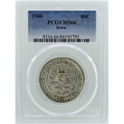 1946 Iowa Centennial Commemorative Half Dollar Coin PCGS MS66