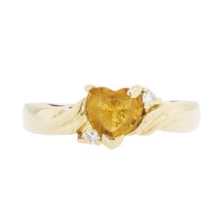 14KT Yellow Gold Lady's 1.00ct Citrine and Diamond Ring