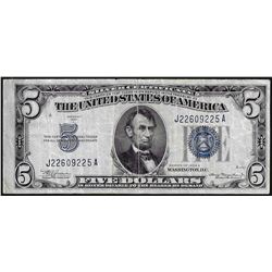 1934A $5 Silver Certificate Note ERROR Gutterfold