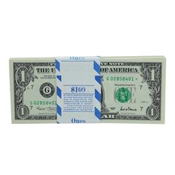 Pack of (100) Consecutive 2001 $1 Federal Reserve STAR Notes Chicago