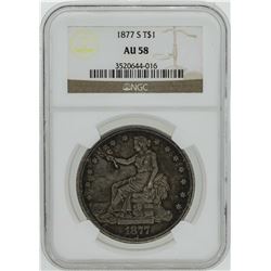 1877-S $1 Trade Silver Dollar Coin NGC AU58