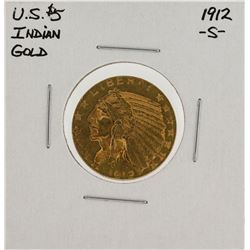 1912-S $5 Indian Head Half Eagle Gold Coin