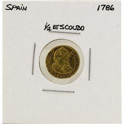 1786 Charles III Spanish 1/2 Escudos Gold Coin