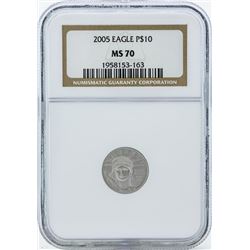 2005 $10 American Platinum Eagle Coin NGC MS70