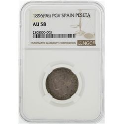 1896(96) PGV Spain Pesta Coin NGC AU58
