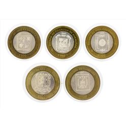 Lot of (5) 2003-2005 Mexico 100 Pesos Bi-Metallic Coins